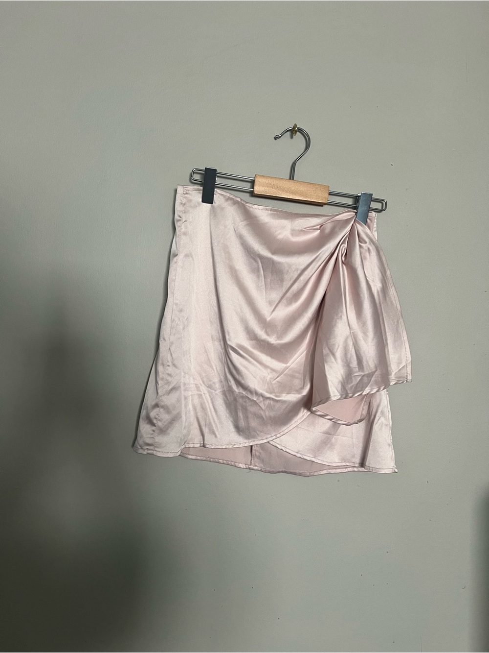 Satin Wrap Mini Skirt - Light Pink